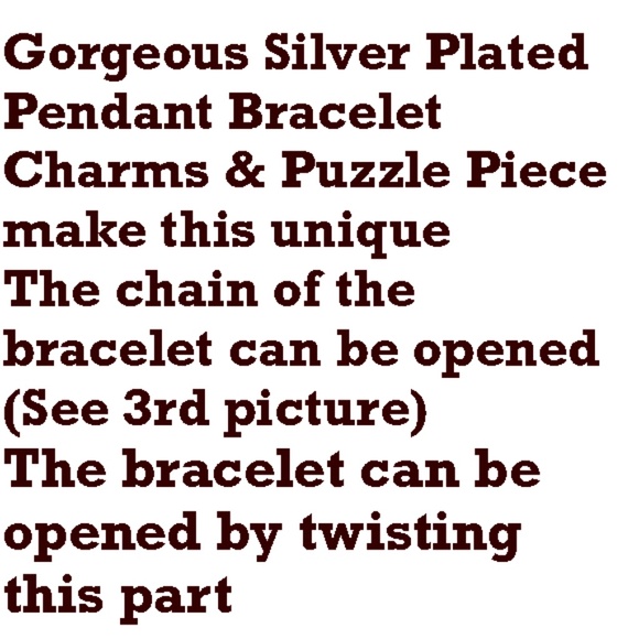 Puzzle Pendant Bracelet Silver-Plated Over Copper Synthetic Stones - New W/Tags - Picture 5 of 5